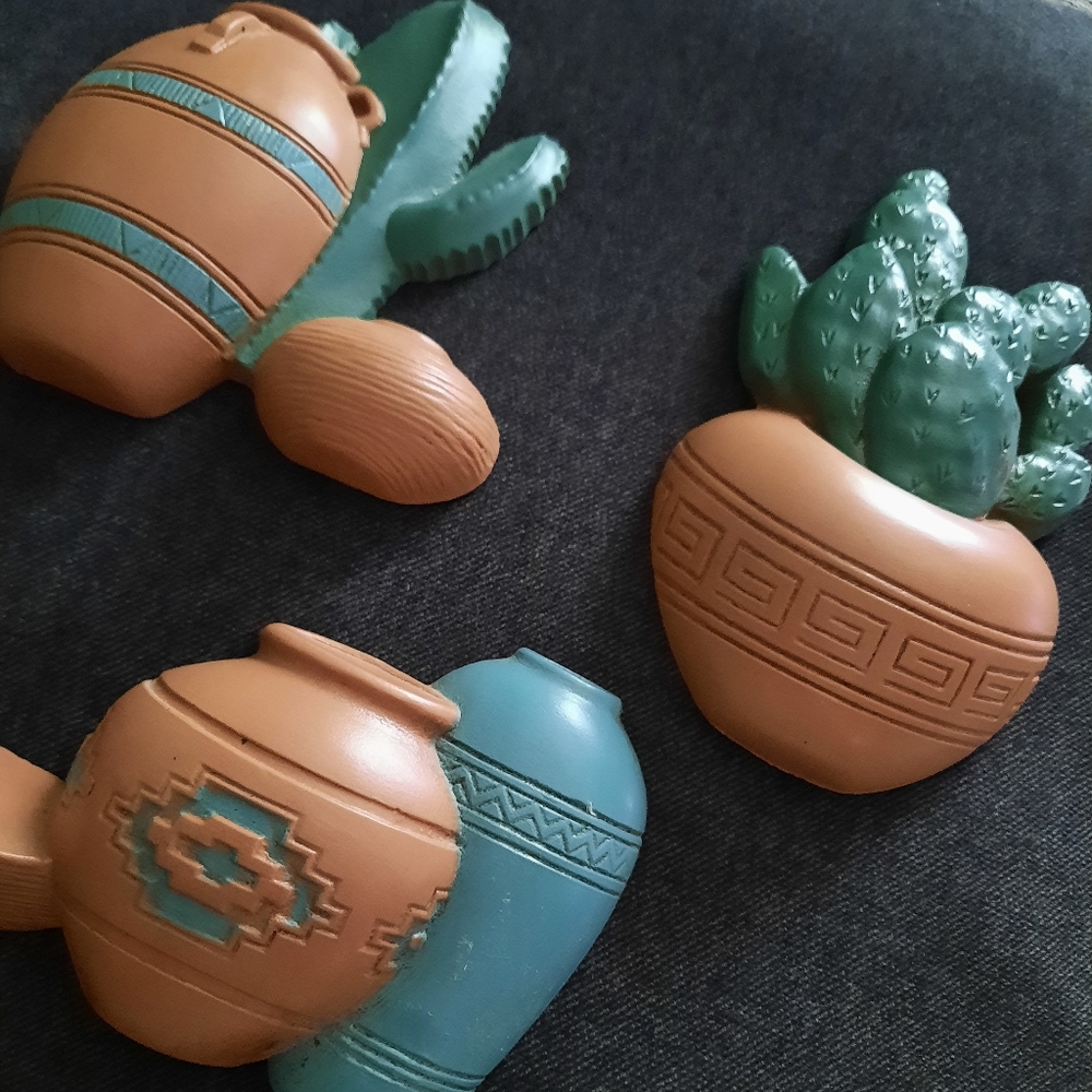 ~{Vintage}~ Vintage aztec cactus wall ornaments.